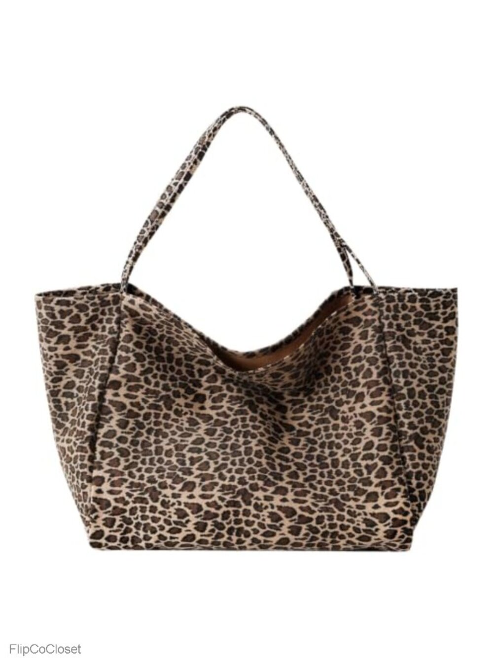 Leopard Print Tote Bag Soft Polyester Shoulder Purse Large Capacity Casual